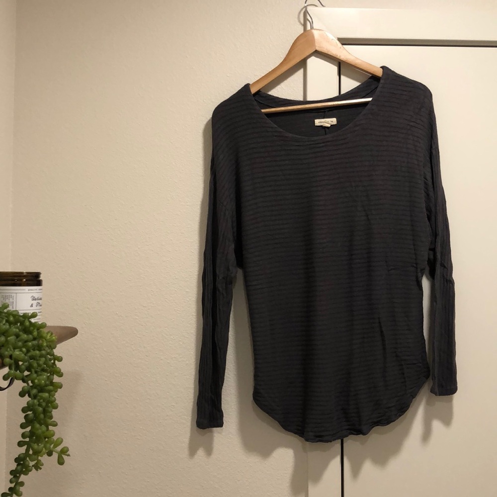 Silence + Noise grey striped long sleeved t-shirt